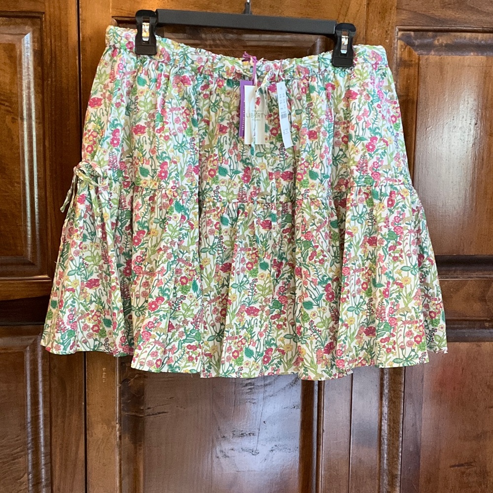J. Crew Floral Tiered Mini Skirt in Pink & Green